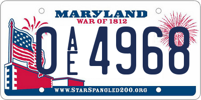 MD license plate 0AE4968