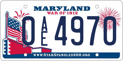 MD license plate 0AE4970