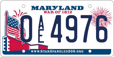 MD license plate 0AE4976