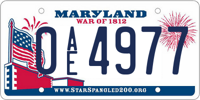 MD license plate 0AE4977