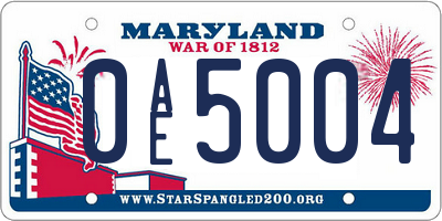 MD license plate 0AE5004