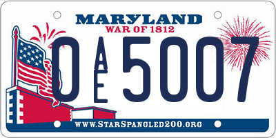 MD license plate 0AE5007