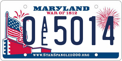 MD license plate 0AE5014