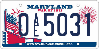 MD license plate 0AE5031