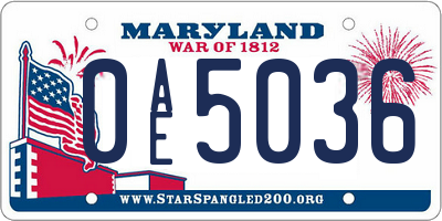 MD license plate 0AE5036