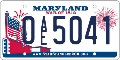MD license plate 0AE5041