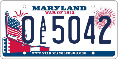MD license plate 0AE5042