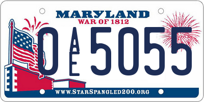 MD license plate 0AE5055