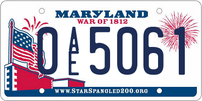 MD license plate 0AE5061