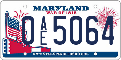 MD license plate 0AE5064