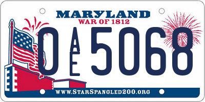MD license plate 0AE5068