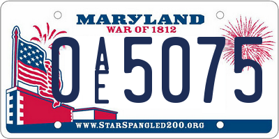 MD license plate 0AE5075