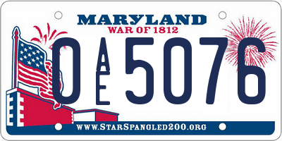 MD license plate 0AE5076