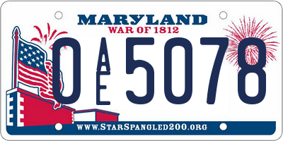 MD license plate 0AE5078
