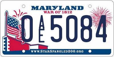 MD license plate 0AE5084
