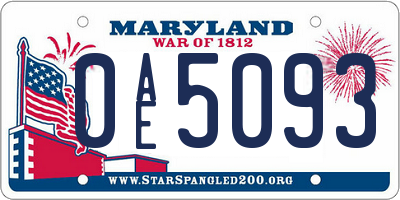 MD license plate 0AE5093