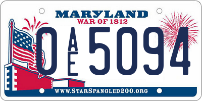 MD license plate 0AE5094