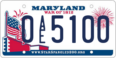 MD license plate 0AE5100