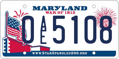 MD license plate 0AE5108