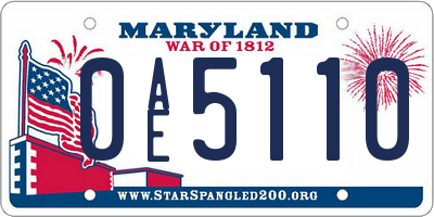 MD license plate 0AE5110