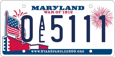 MD license plate 0AE5111