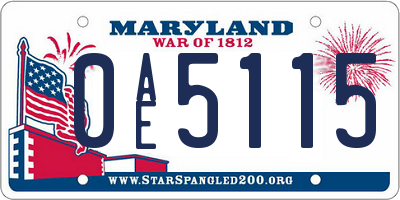 MD license plate 0AE5115