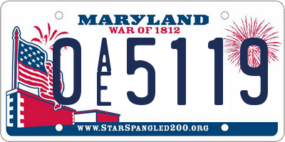 MD license plate 0AE5119