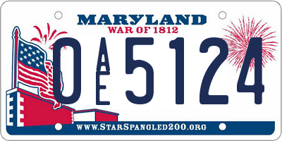 MD license plate 0AE5124