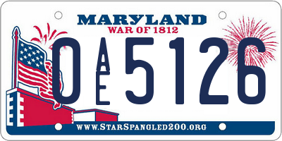 MD license plate 0AE5126