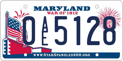 MD license plate 0AE5128