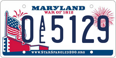 MD license plate 0AE5129