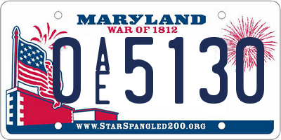 MD license plate 0AE5130