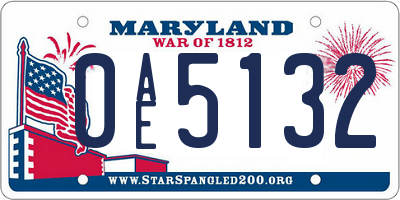 MD license plate 0AE5132