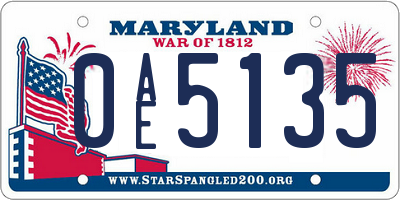 MD license plate 0AE5135