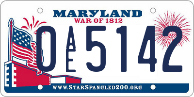 MD license plate 0AE5142