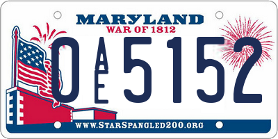 MD license plate 0AE5152