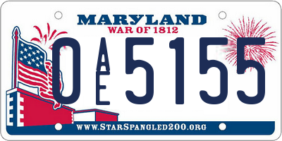 MD license plate 0AE5155