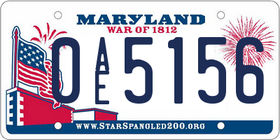 MD license plate 0AE5156