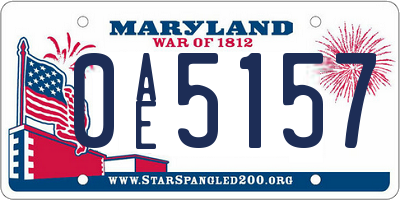 MD license plate 0AE5157
