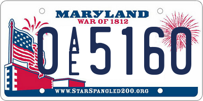 MD license plate 0AE5160