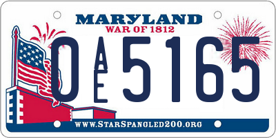 MD license plate 0AE5165