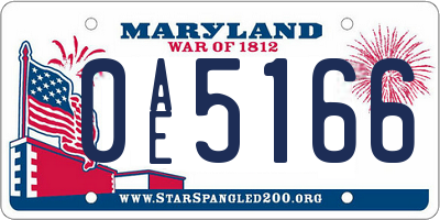MD license plate 0AE5166