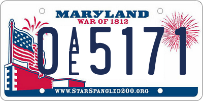 MD license plate 0AE5171