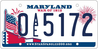 MD license plate 0AE5172