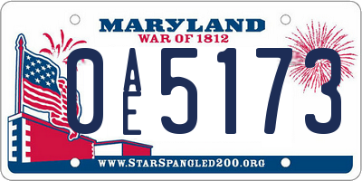 MD license plate 0AE5173