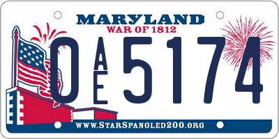 MD license plate 0AE5174