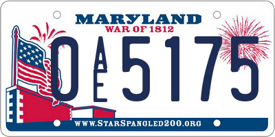 MD license plate 0AE5175