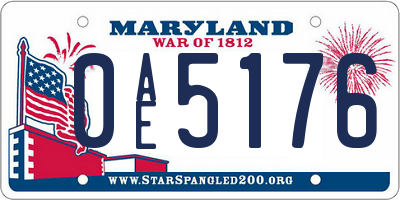 MD license plate 0AE5176