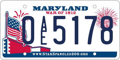 MD license plate 0AE5178
