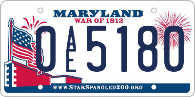 MD license plate 0AE5180